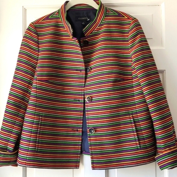 TALBOT'S RAINBOW CROPPED NAVY JACKET SIZE 12P - Picture 3 of 3